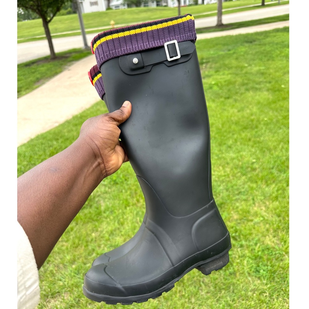 Hunter Women's Original Tall Rain Boots US Size 6 Matte Black With Boot Socks - Picture 13 of 15